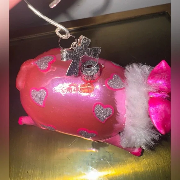 Betsey Johnson Pink Pig  Blown Glass  Ornament - Picture 6 of 8